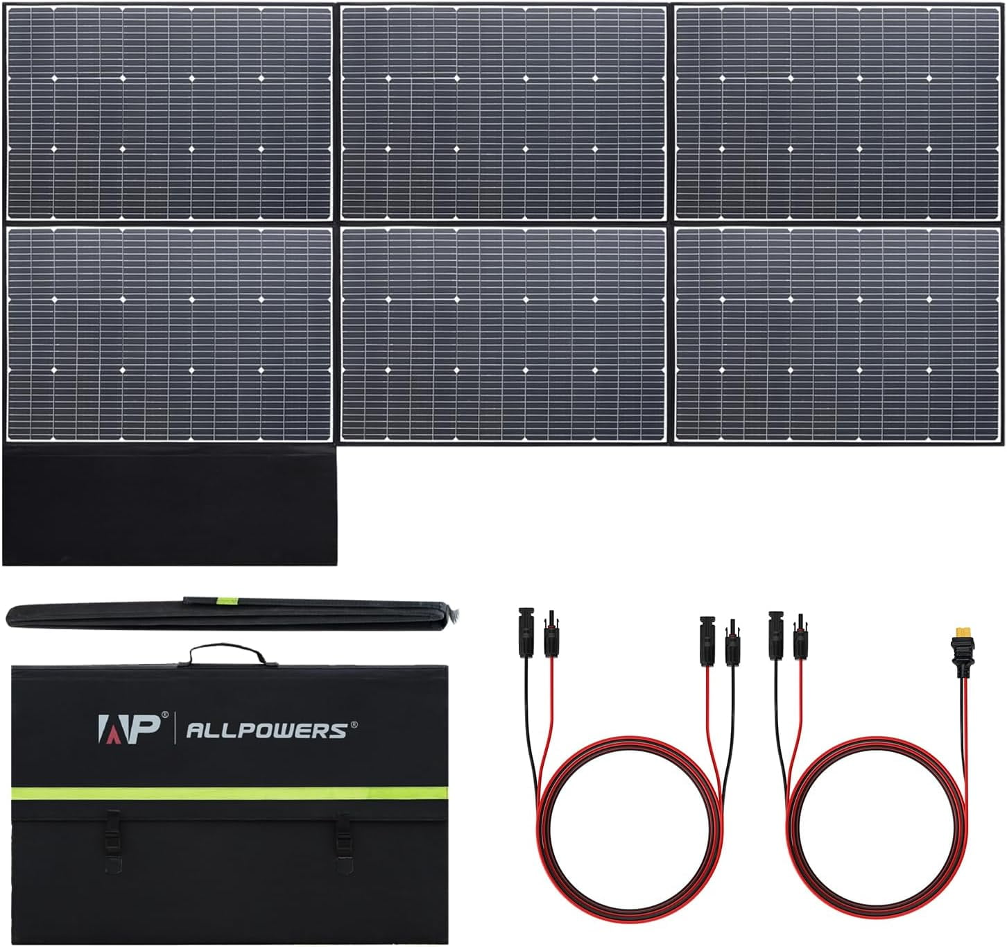 ALLPOWERS 600W Portable Solar Panel, Monocrystalline, Foldable, IP67 Waterproof, Portable Solar Generator Charger for Camping, RV, Power Station, Generator, Home Backup, Power Outage