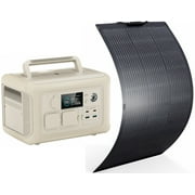 ALLPOWERS Beige R600 Portable Solar Generator Kit, 100W Monocrystalline Flexible Solar Panel with 600W 299Wh LiFePO4 Power Station, Solar Batter Charger for Camping, Home Backup [Shipping Separately]