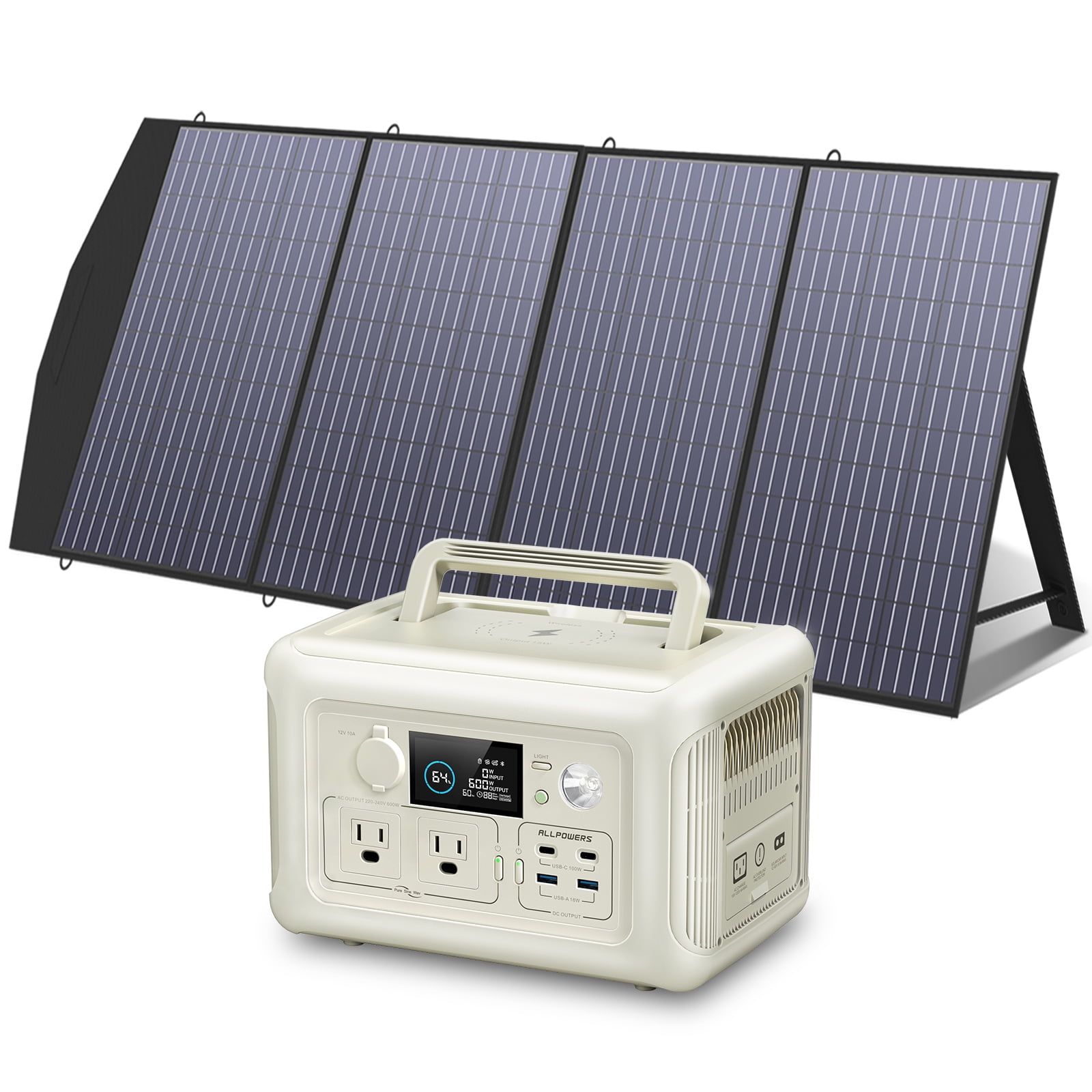 ALLPOWERS R600 Solar Generator Kit, 200W Panel with 299Wh 600W Power
