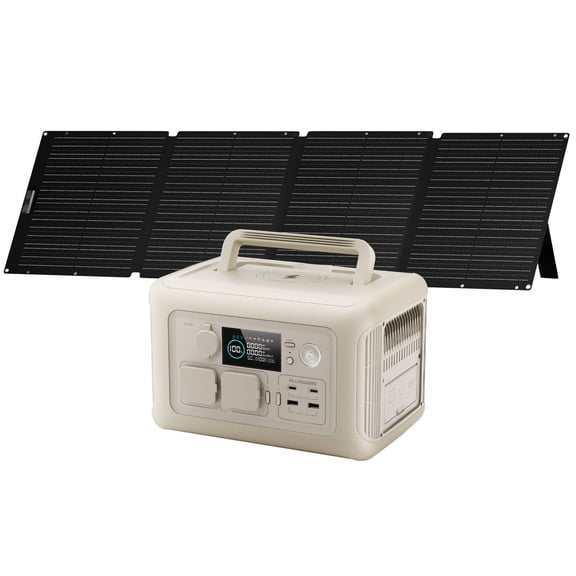 ALLPOWERS Beige R600 Solar Generator Kit, 200W Foldable Solar Panel with 299Wh 600W Portable Power Station, Solar Charger Set for Camping Home Power Outage [Shipping Separately]