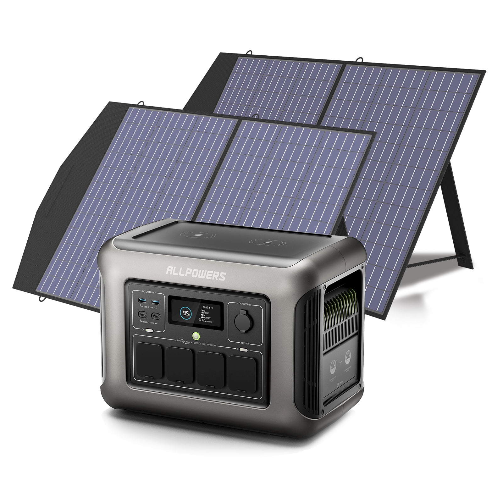 ALLPOWERS Solar Generator Solar Generator R1500 LITE with 2 x 100W Solar Panel, 1056Wh LiFePO4 Portable Power Station, 1600W AC/100W USB-C,  for Off-Grid Living, RV, Emergency, Outdoor