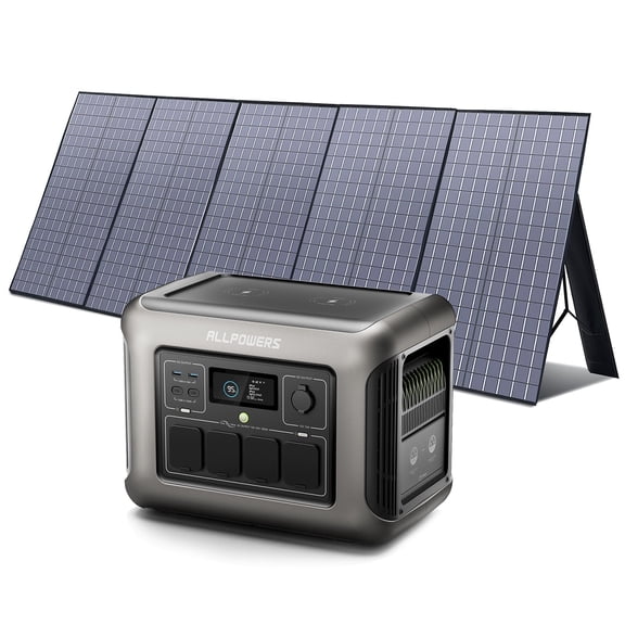 ALLPOWERS Solar Generator Set, 1600W 1056Wh LiFePO4 Portable Power Station with 400W Folding Solar Panel, Solar Charger Battery for Camping, Home Backup [Shipping Separately]