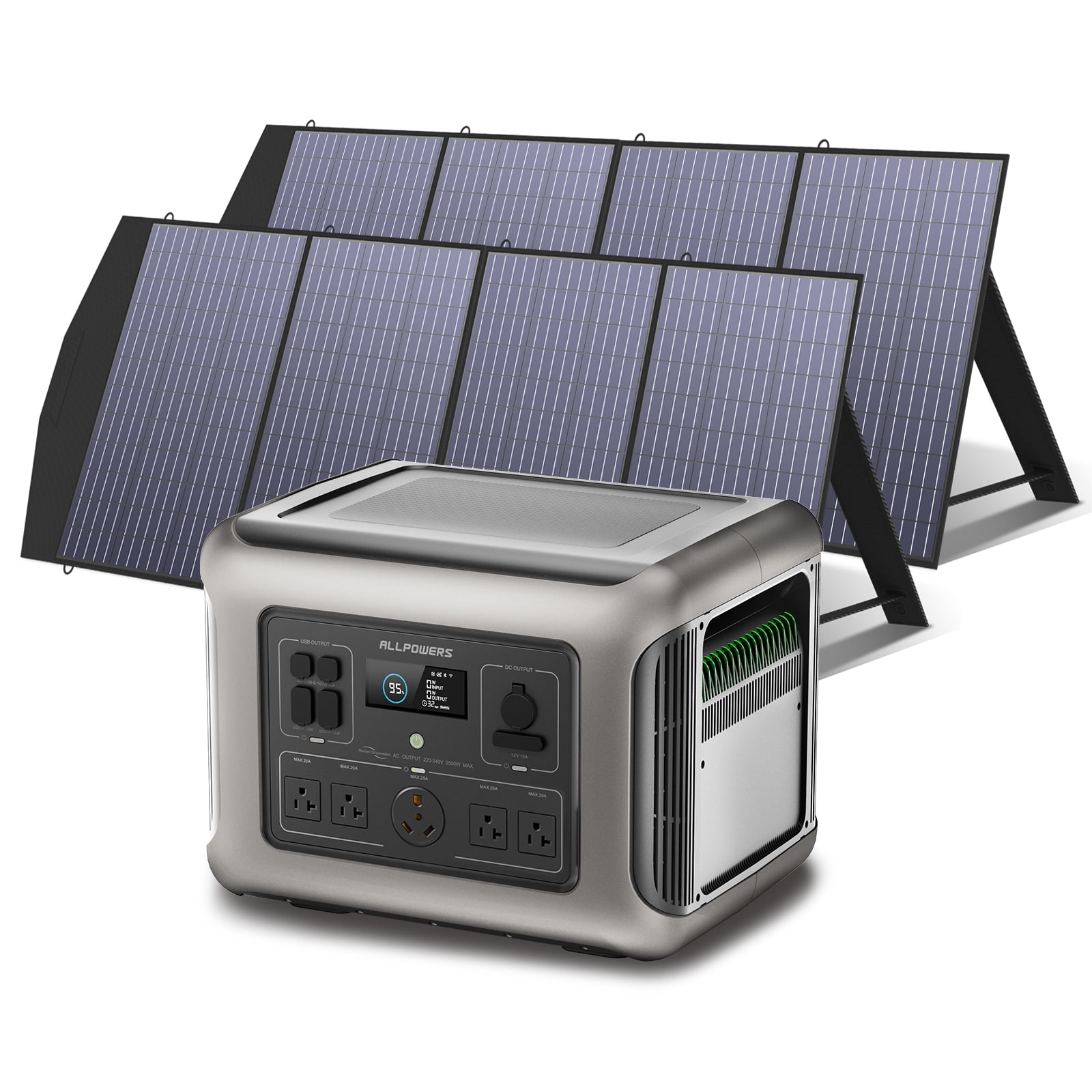 ALLPOWERS R2500 Portable Solar Generator Kit, 2 Pack 200W Foldable