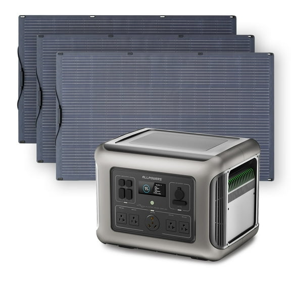 ALLPOWERS R2500 Portable Solar Generator Kit, 3Pack 200W Monocrystalline Flexible Solar Panel with 2500Watt 2016Wh LiFePO4 Power Station, for Camping, Home Backup, Power Outage [Shipping Separately]