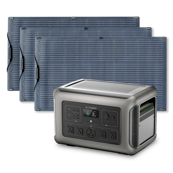 ALLPOWERS R3500 LiFePO4 Solar Generator Kit, include 3 Pack 100W Monocrystalline Flexible Solar Panel with 3200W 3168Wh Portable Power Station, [Shipping Separately]