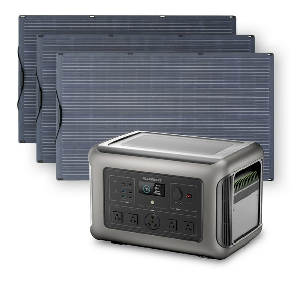 ALLPOWERS R3500 LiFePO4 Solar Generator Kit, include 3 Pack 200W Monocrystalline Flexible Solar Panel with 3200W 3168Wh Portable Power Station, [Shipping Separately]
