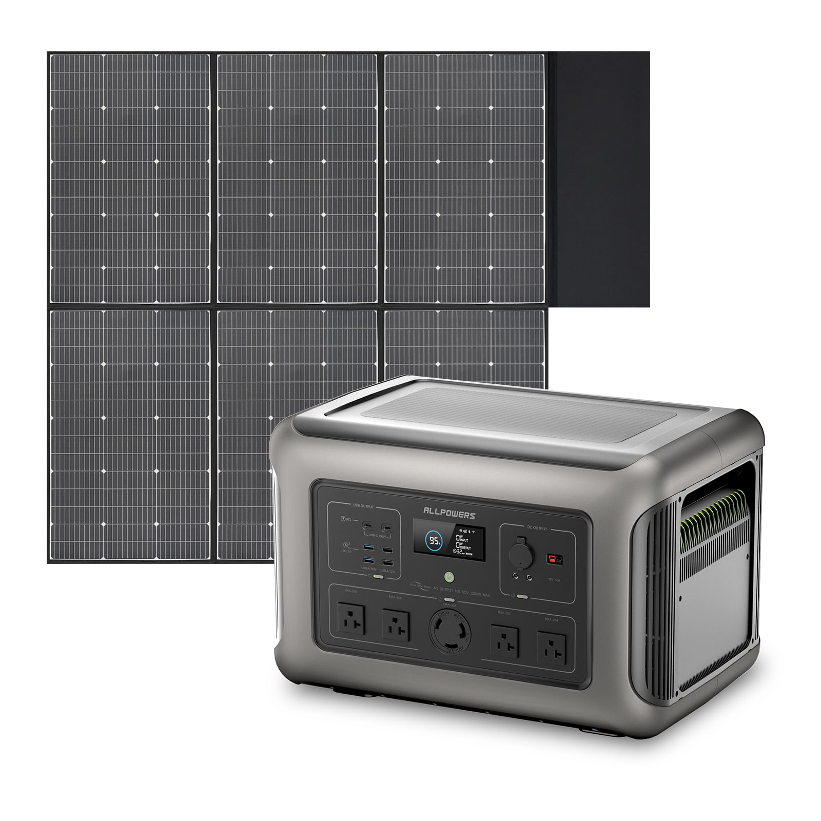 ALLPOWERS R3500 LiFePO4 Solar Generator Kit, include 3200W 3168Wh Portable Power Station with 1 Pack SP039 600W Monocrystalline Folding Solar Panel, [Shipping Separately]
