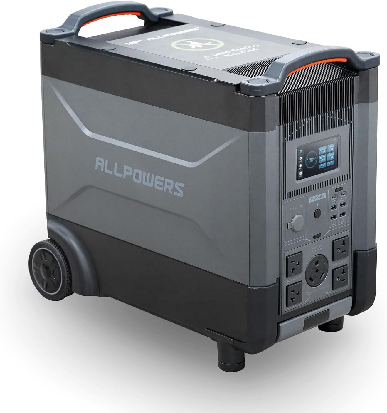 ALLPOWERS R4000 Portable Power Station, 3456Wh LiFePO4 Battery, 4000W AC Output, 30A RV Port, Voice Control, Fast Charging Solar Generator with Wheels for Home Backup, RV & Power Outages