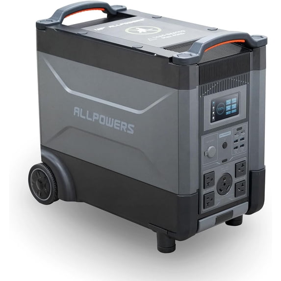 ALLPOWERS R4000 Portable Power Station, 3456Wh LiFePO4 Battery, 4000W AC Output, 30A RV Port, Voice Control, Fast Charging Solar Generator with Wheels for Home Backup, RV & Power Outages