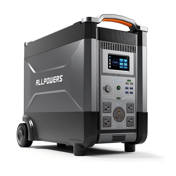 ALLPOWERS R4000 Portable Power Station, 3456Wh LiFePO4 Battery, 4000W AC Output, 30A RV Port, Voice Control, Fast Charging Solar Generator with Wheels for Home Backup, RV & Power Outages