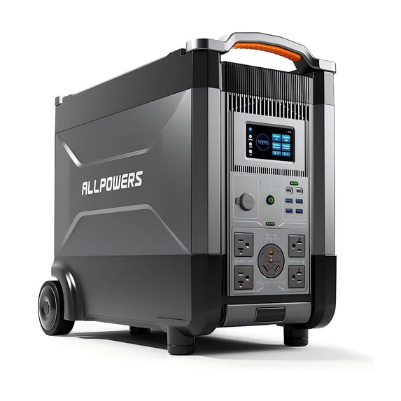 ALLPOWERS R4000 Portable Power Station, 3456Wh LiFePO4 Battery, 4000W AC Output, 30A RV Port, Voice Control, Fast Charging Solar Generator with Wheels for Home Backup, RV & Power Outages