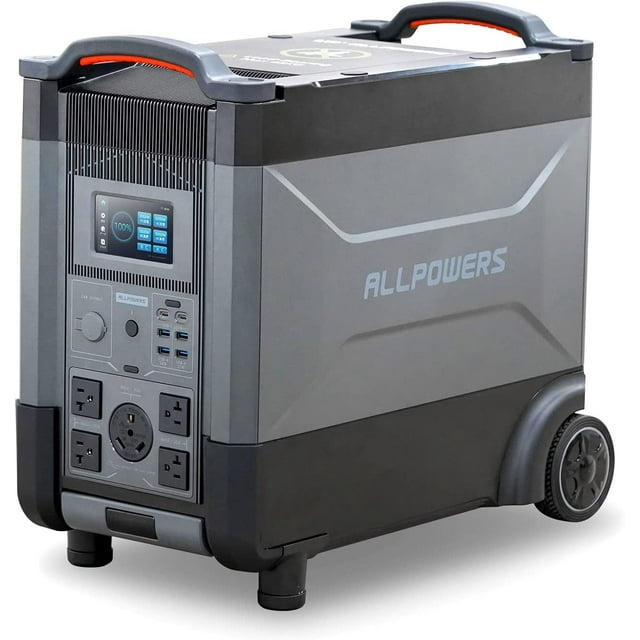 ALLPOWERS R4000 Portable Power Station, 3600Wh LiFePO4 Battery, 3600 Watt, 30A RV Port, Voice Control, with Handle & Wheels, Portable Solar Generator for Outdoor Camping, Home Backup, RV, Power Outage