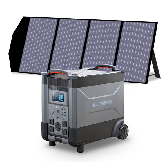 ALLPOWERS R4000 Portable Solar Generator Kit, 140W Foldable Solar Panel with 3456Wh 4000W LiFePO4 Portable Power Station, for Outdoor Camping, Home Backup, RV, Emergency, [Shipping Separately]