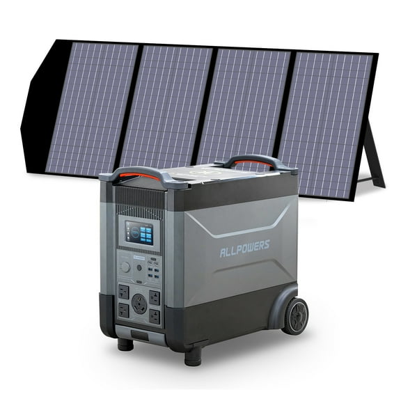 ALLPOWERS R4000 Portable Solar Generator Kit, 140W Foldable Solar Panel with 3600 Watt 3600Wh LiFePO4 Portable Power Station, for Outdoor Camping, Home Backup, RV, Emergency, [Shipping Separately]