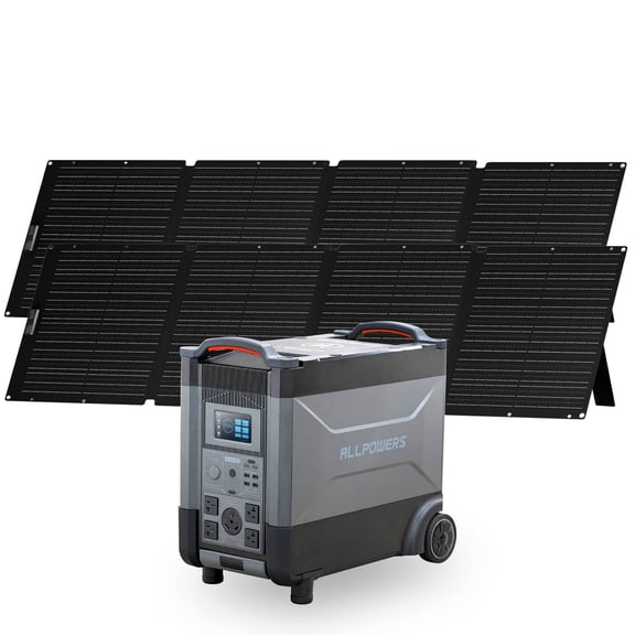 ALLPOWERS R4000 Portable Solar Generator Kit, 2 Pack 200W Foldable Solar Panel with 3456Wh 4000W LiFePO4 Portable Power Station, for Camping, Home Backup, RV, Emergency, [Shipping Separately]