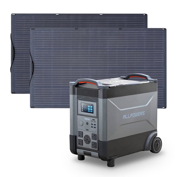 ALLPOWERS R4000 Portable Solar Generator Kit, 2 Pack 200W Foldable Solar Panel with 3456Wh 4000W LiFePO4 Portable Power Station, for Camping, Home Backup, RV, Emergency, [Shipping Separately]