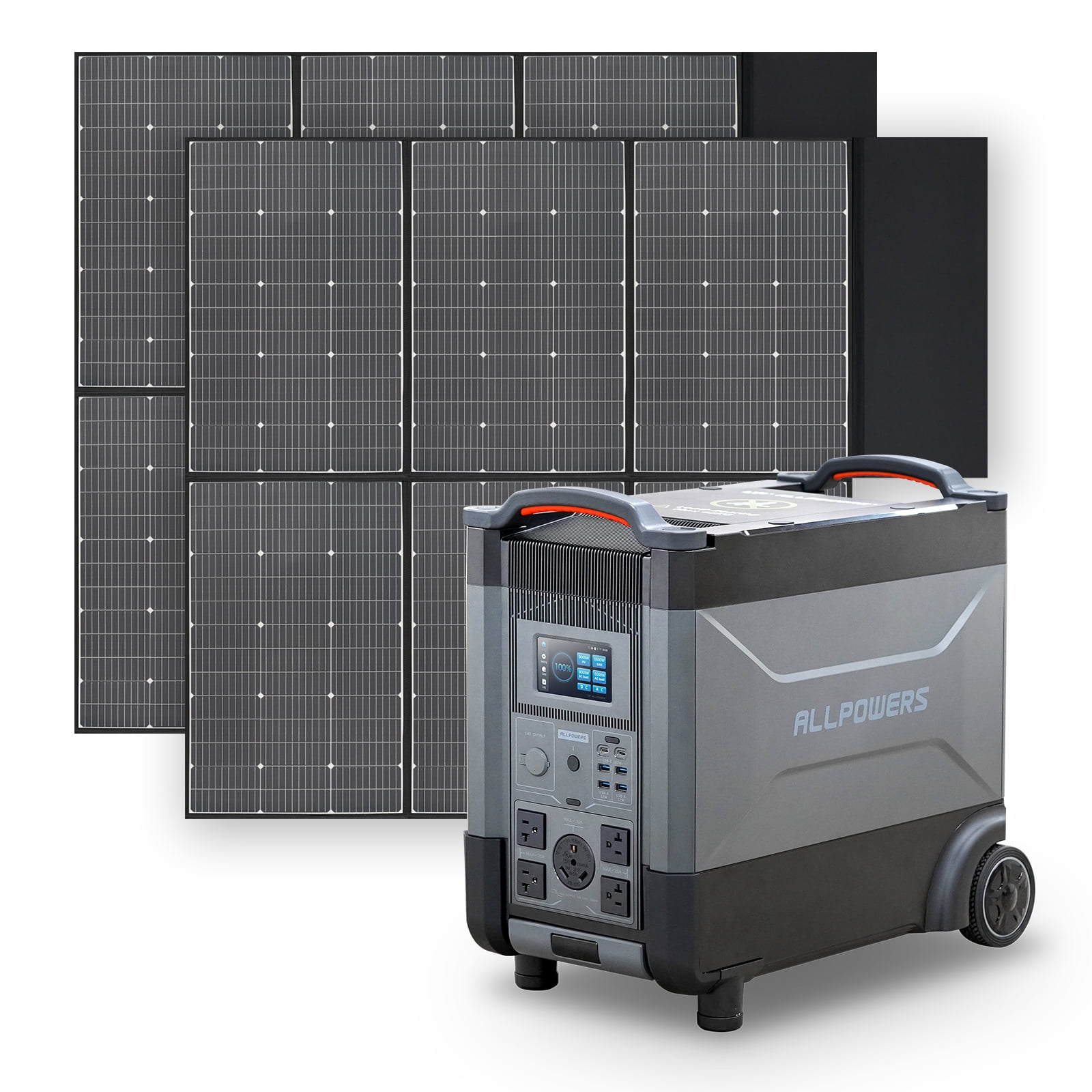 ALLPOWERS R4000 Portable Solar Generator Kit,2 Pack 600W Monocrystalline Foldable Solar Panel with 3456Wh LiFePO4 Portable Power Station for Outdoor Camping, Home Backup, RV, [Shipping Separately]