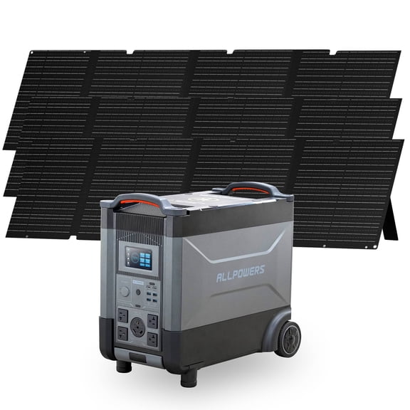 ALLPOWERS R4000 Portable Solar Generator Kit, 3 Pack 200W Foldable Solar Panel with 3456Wh 4000W LiFePO4 Portable Power Station, for Camping, Home Backup, RV, Emergency, [Shipping Separately]