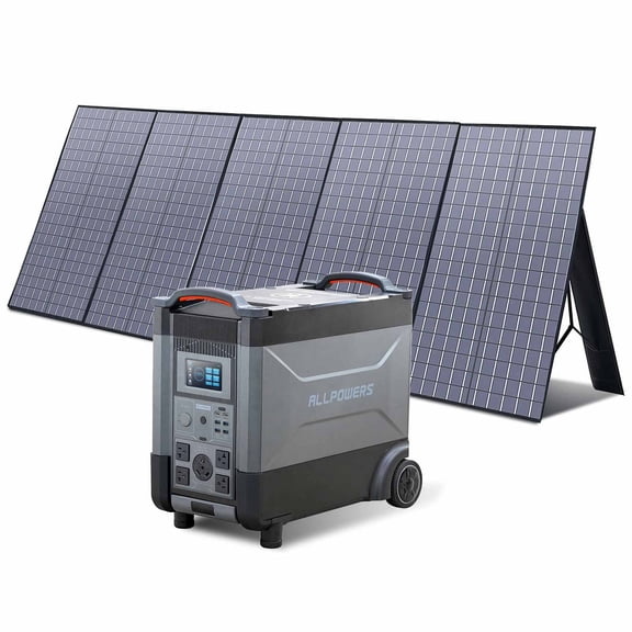 ALLPOWERS R4000 Portable Solar Generator Kit, 400W Foldable Solar Panel with 3456Wh LiFePO4 Portable Power Station for Outdoor Camping, Home Backup, RV, Emergency, Power Outage