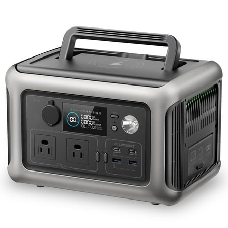 ALLPOWERS R600 Portable Power Station, 600W/299Wh LiFePO4 Battery, 8 Outputs, Fast Charging, UPS Backup, Solar Generator for Home Outage, CPAP, Camping