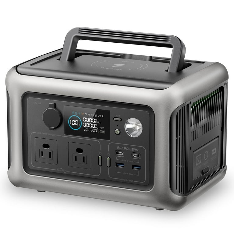 ALLPOWERS R600 Portable Power Station with SP027 solar panel included, 600W  299Wh LiFePO4 Solar Generator with 100W Solar Charger, UPS Battery Backup