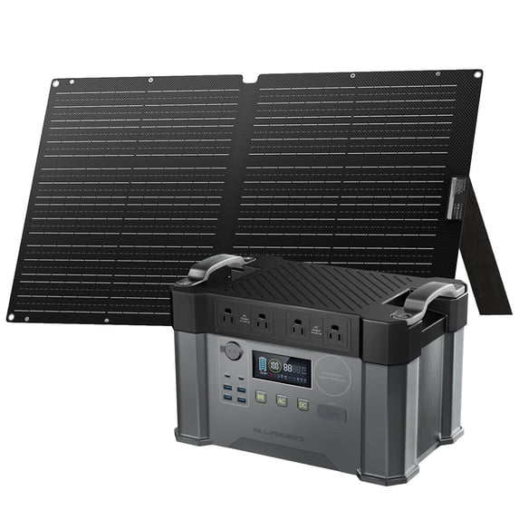 ALLPOWERS S2000PRO 2400W Solar Generator Kit with 100W Foldable Solar Panel, 1451Wh Portable Power Station, Gray