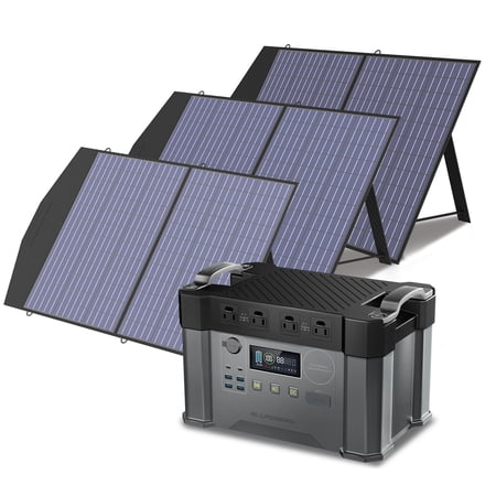 ALLPOWERS S2000 Portable Solar Generator Kit, 3 Pack 100W (Total 300W) Foldable Solar Panel with 2000 Watt 1500Wh Power Station, Solar Charger for Camping, Home Backup, RV [Shipping Separately]