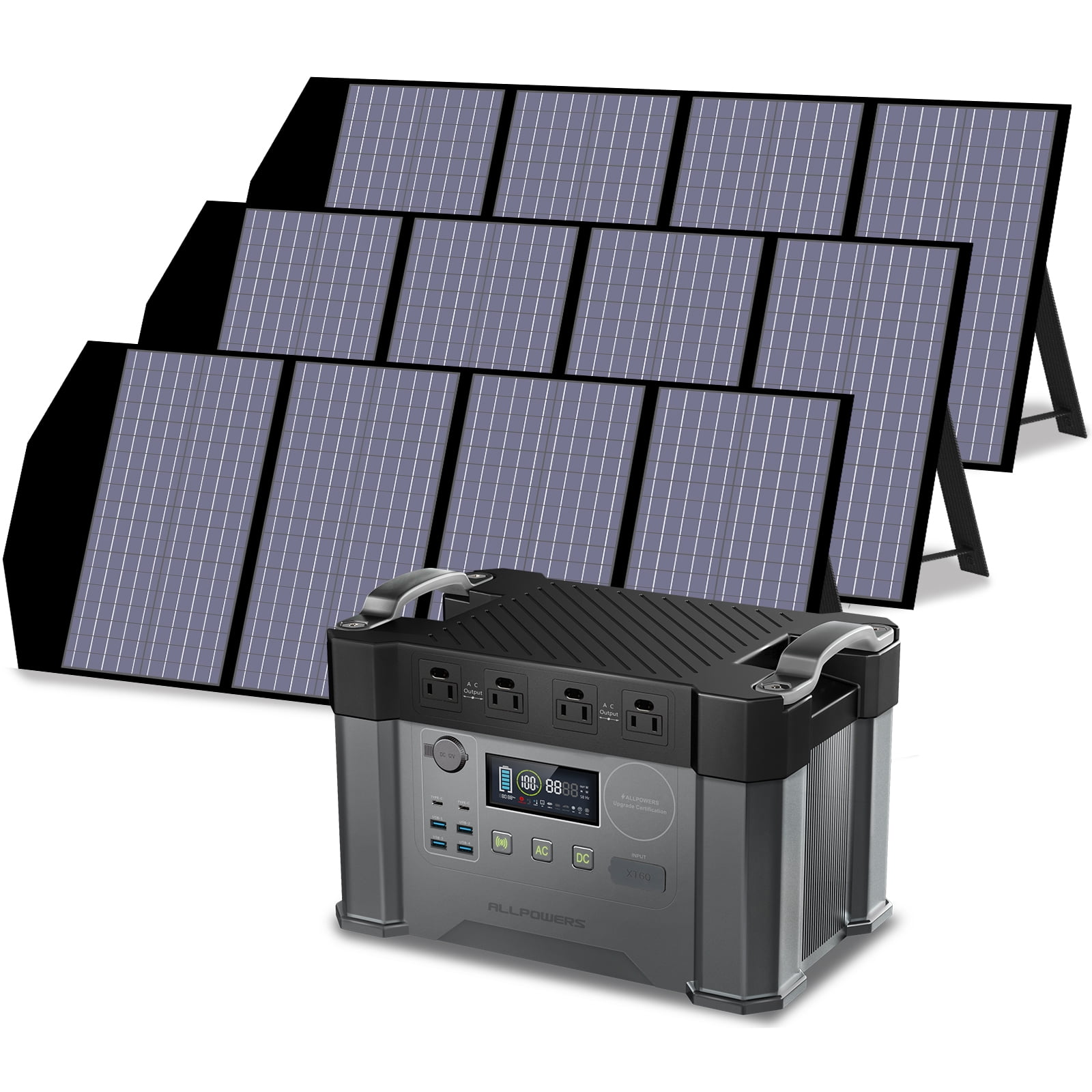 VTOMAN 100W Foldable Solar Panel, 22% Conversion Efficiency, IP65  Waterproof, Adjustable Kickstands 