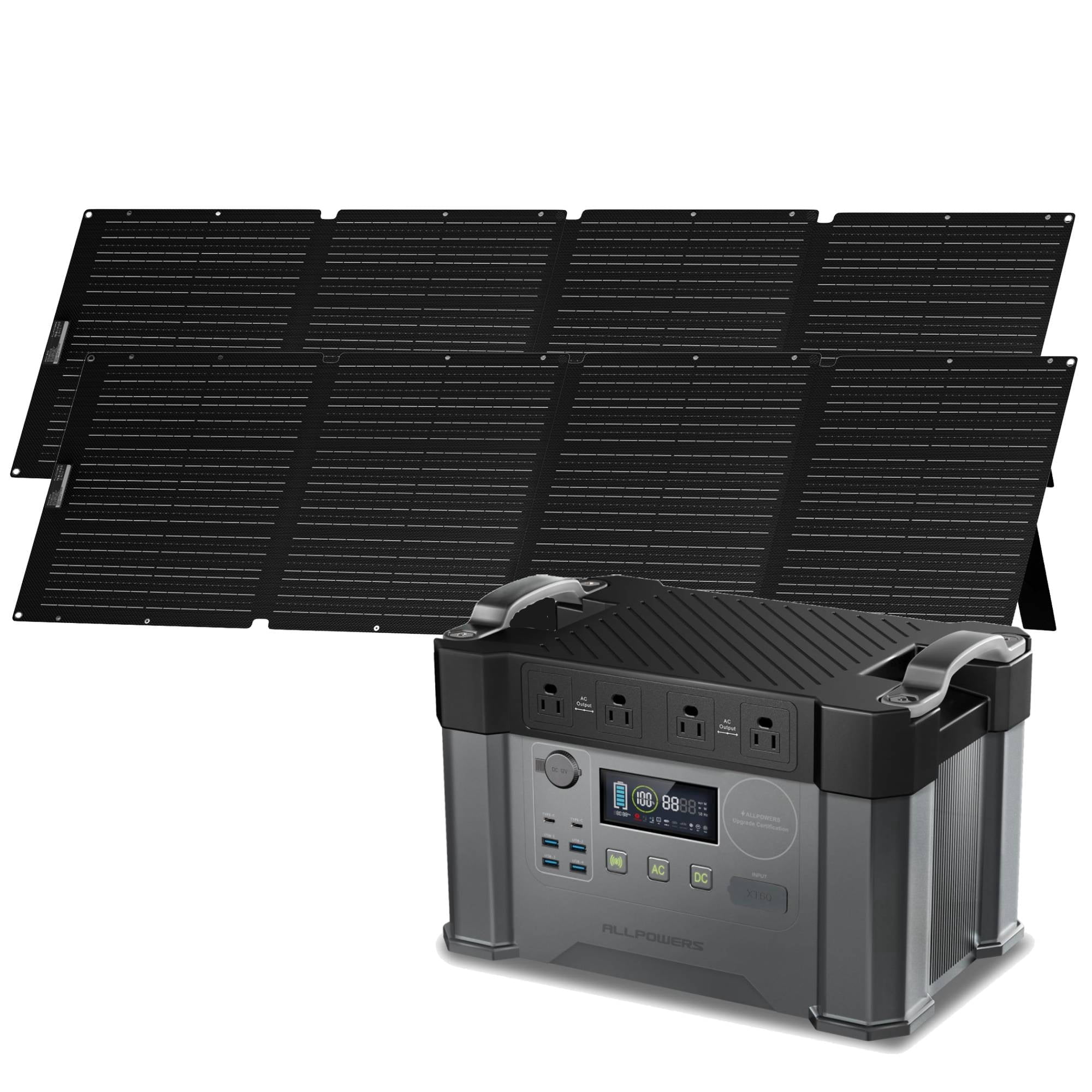 ALLPOWERS S2000 Pro Solar Generator Kit, Include 2400W 1451Wh Portable Power Station with 2 Pack 200W Foldable Solar Panels, [Shipping Separately]