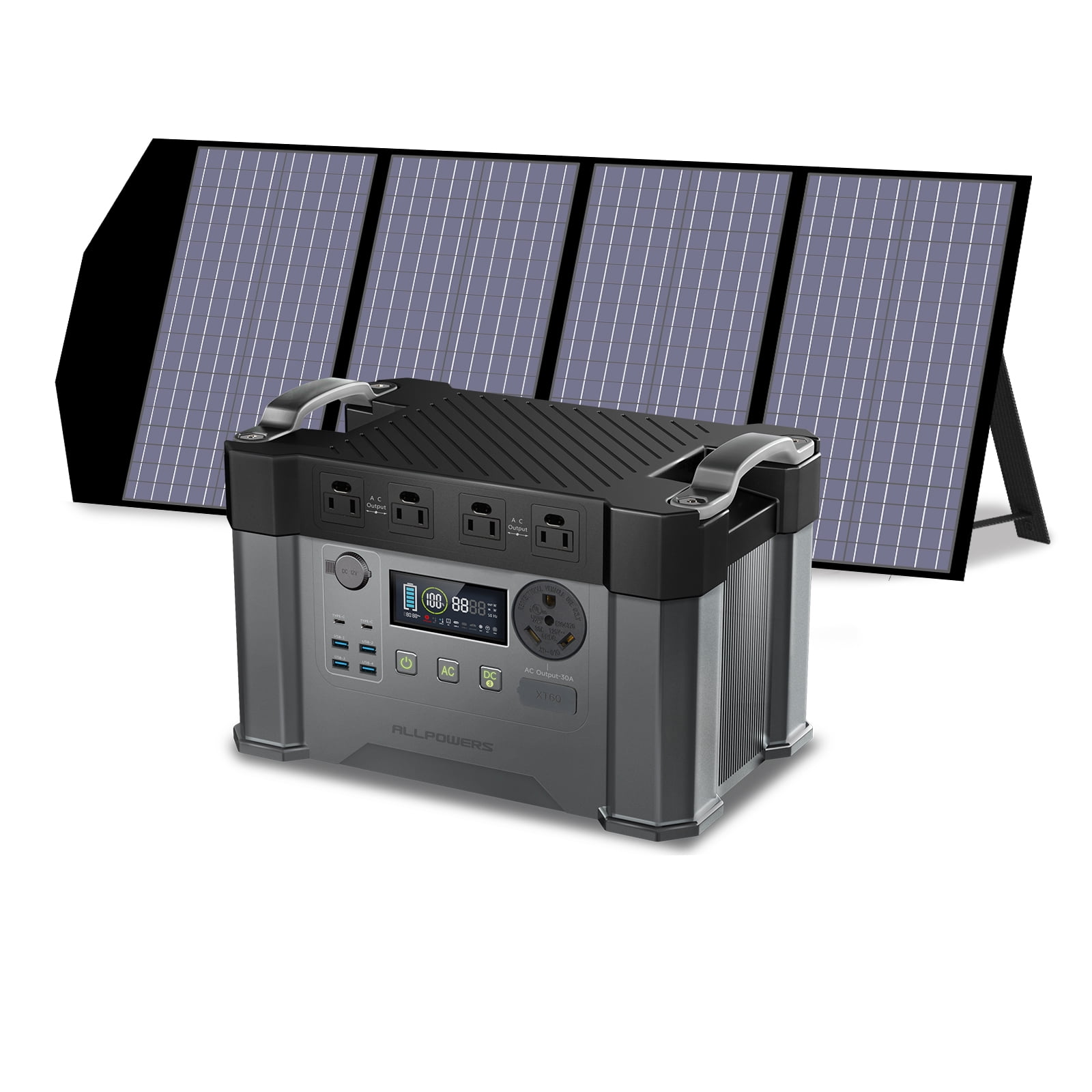 ALLPOWERS S2000PRO Portable Solar Generator Kit, 140W Foldable Solar Panel with 2400W 1451.6Wh Power Station, Solar Charger for Camping, Home Backup, Emergency