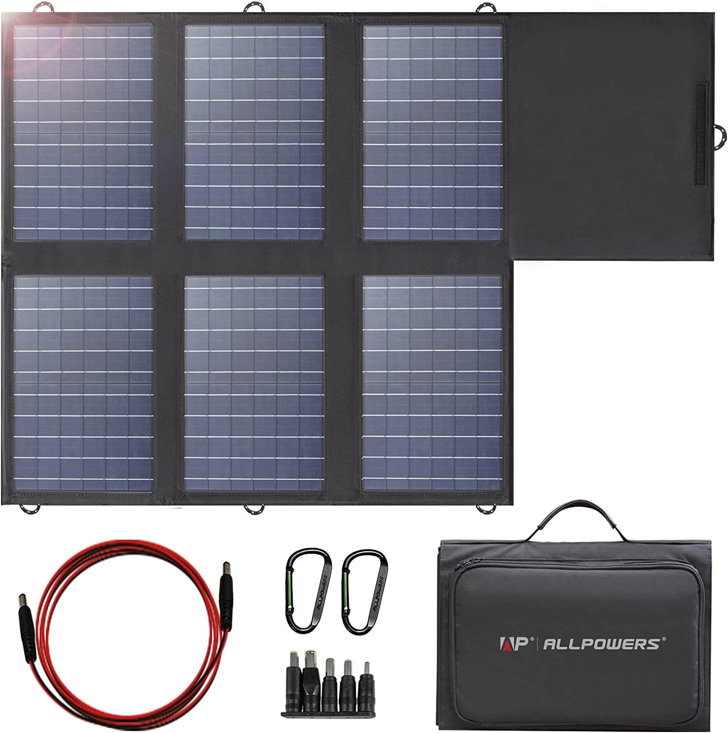 ALLPOWERS 60W Foldable Solar Panel Charger, 18V USB-C & USB-A Output, IP67 Waterproof for Power Station, Generator, Laptop, Phone, Portable Solar Panel for Camping & Outdoor Use
