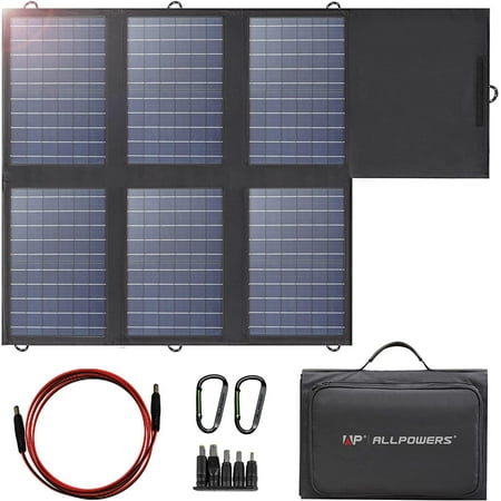 ALLPOWERS 60W Foldable Solar Panel Charger, 18V USB-C & USB-A Output, IP67 Waterproof for Power Station, Generator, Laptop, Phone, Portable Solar Panel for Camping & Outdoor Use