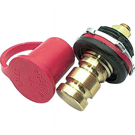 Allstar Performance ALL76140 Remote Battery Terminal - 1.25in Diameter Hole - 3/8-16in Stud - Rubber Cap - Red - Each
