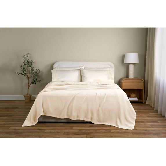 Allswell Matelasse Bed Blanket, King Size, Vanilla Dream