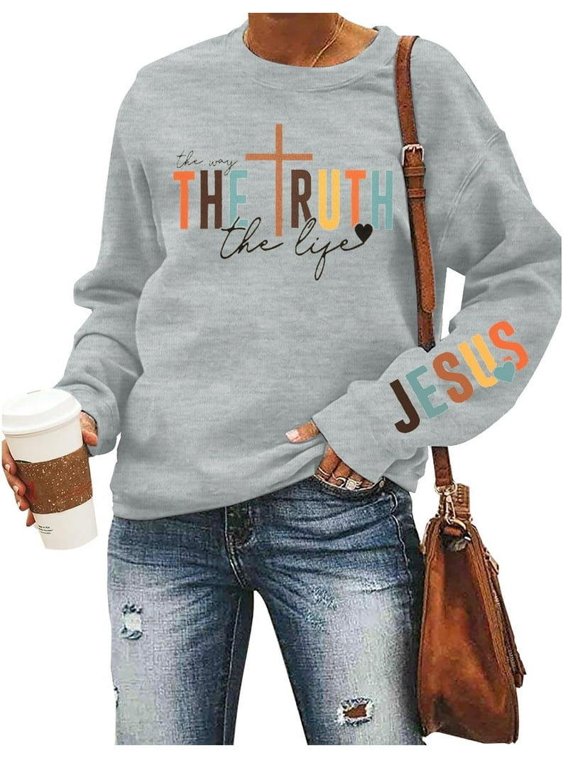 ALLTB Christian Sweatshirt Women Bible Verse Pullover Religious