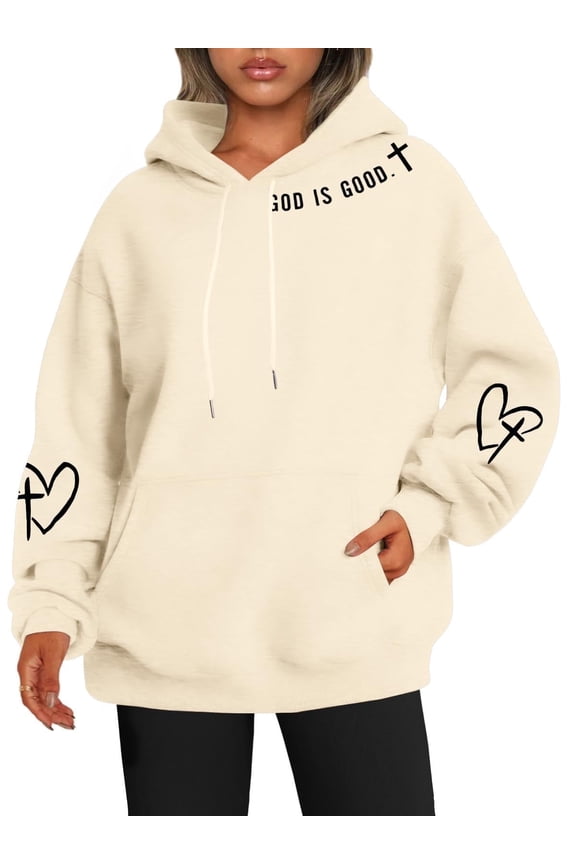 Christian Sweatshirt for Women God Is Good Hoodies Plus Size Faith Pullover Bible Verse Long Sleeve Tops