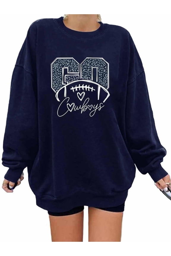 Game Day Sweatshirt Football Shirt Women's Sunday Funday Football Season Long Sleeve Shirt Soccer Fans Pullover, 2XL