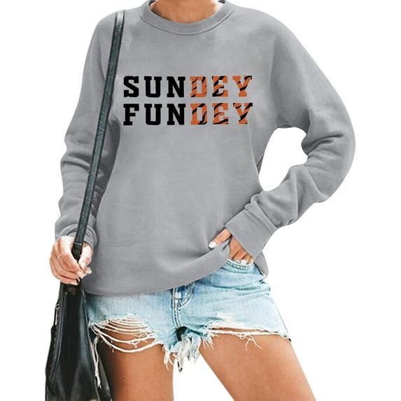 ALLTB Game Day Sweatshirt Women Sundey Fundey Sweatshirt Football Season Hoodie Sunday Shirt Crew Neck Pullover