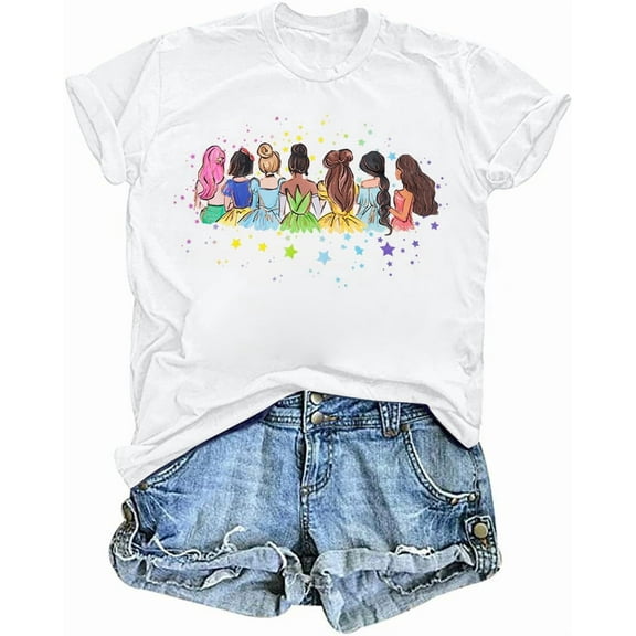 ALLTB Magic Kingdom Shirts Castle T Shirts for Women Princess Castle Shirt Funny Vacation Trip Tee Casual Holiday Top, White