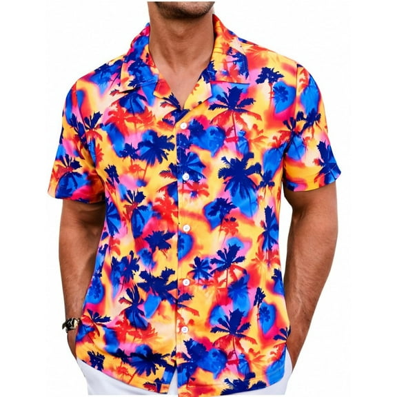 ALLTB Hawaiian Shirt for Men Tropical Shirts Summer Beach Button Down Short Sleeve Luau Aloha Floral Cruise Vacation Outfit