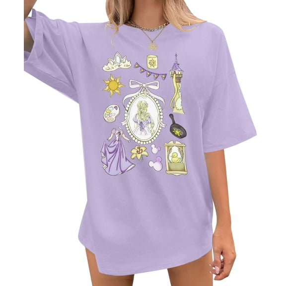 ALLTB Oversized Magical Shirt Women Cute Princess T-Shirt Magic Kingdom Family Vacation Castle Tee Tops