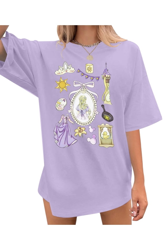 Oversized Magical Shirt Women Cute Princess T-Shirt Magic Kingdom Family Vacation Castle Tee Tops