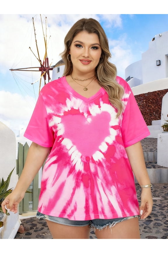 Plus Size Valentines Shirts for Women Cute Love Heart Shirt Valentine T Shirt Red Short Sleeve Casual Hearts Graphic Tops