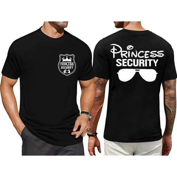 ALLTB Princess Security Tees Casual Family Vacation Men T-Shirt Gift for Dad Birthday Party Family Trip Short Sleeve Tops