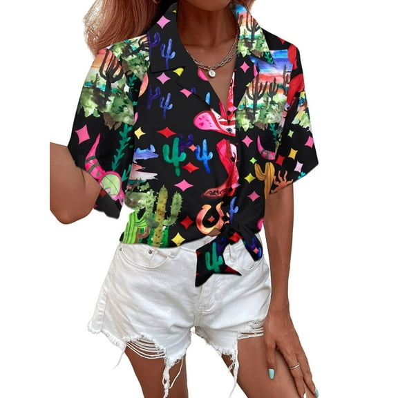 ALLTB Western Shirt for Women Cowgirl Shirts Boho Graphic Button Down Country Concert Outfits Cute Cowboy Print Tops