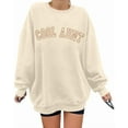 thumbnail image 1 of ALLTB Women Cool Aunts Sweatshirt Auntie Letter Print Oversized Pullover Tops Embroidered Long Sleeve Lightweight Sweater, 1 of 8