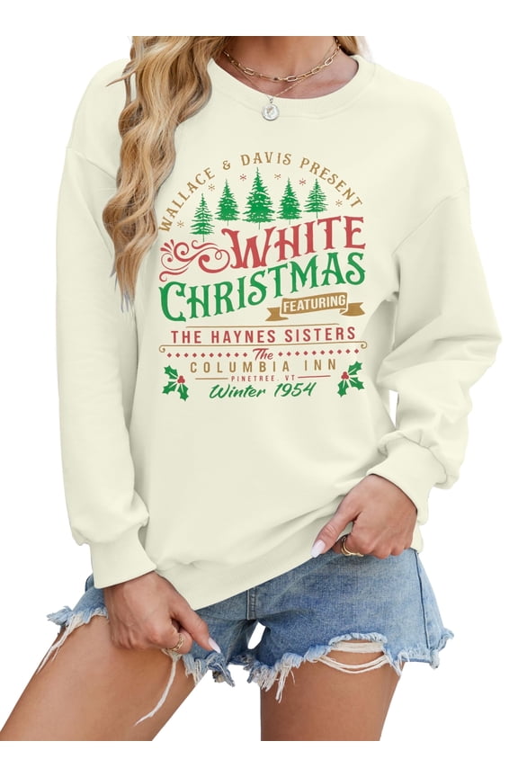 Women's Christmas Crewneck Sweaters, Green Trees & Movie Shirts, Xmas Graph Holiday Long Sleeve Pullover Tops