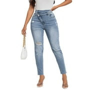 ALLTB Women's Jeans High Waisted Stretchy Ripped Skinny Jeans Distressed Stretchy Denim Pants