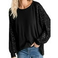 thumbnail image 1 of ALLTB Women's Sequin Tops Sparkle Long Sleeve Blouses Shimmer Glitter Sweatshirt Party Crewneck Loose Fit Shirts, Black, 1 of 6