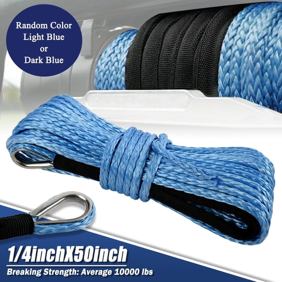 ALLTIMES 1/4"x50ft Synthetic Winch Rope Line Recovery Cable, Average 10000 lbs for Car for SUV for ATV